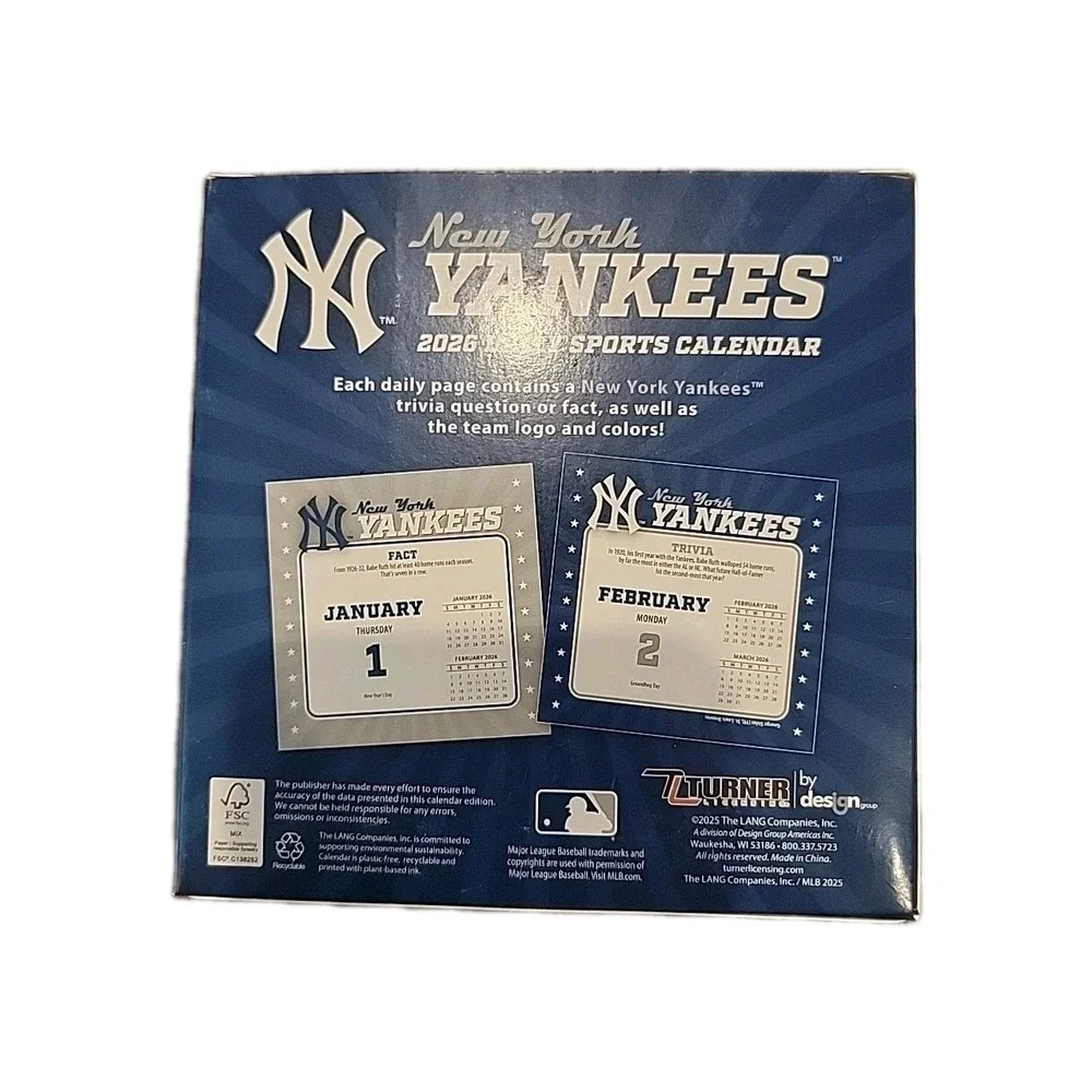 New York Yankees 2026 Daily Sports‎ Calendar MLB Trivia or facts on every page